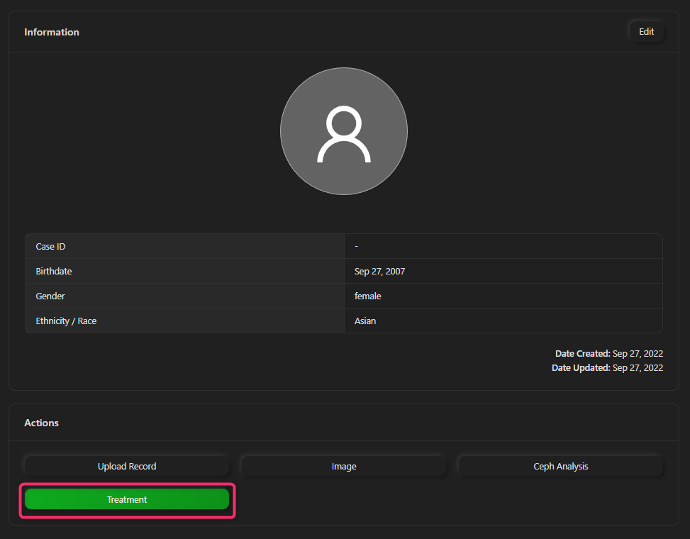 Open treatment page